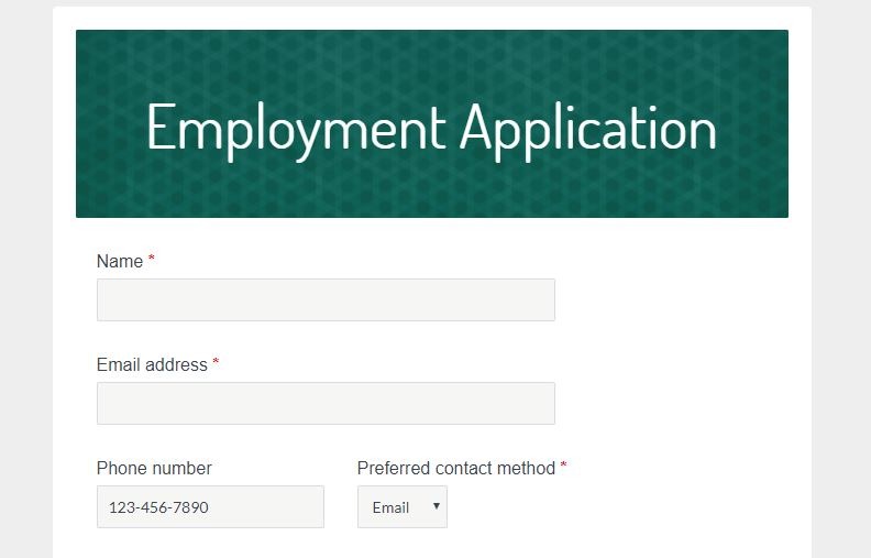 Application of Employment Form
