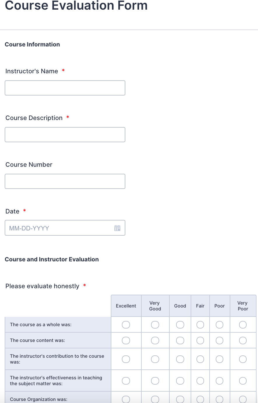 Course Evaluation Forms