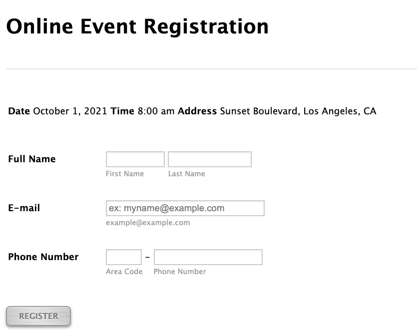 Event Registration Form