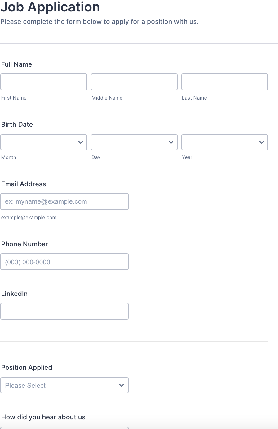 Job Application Forms